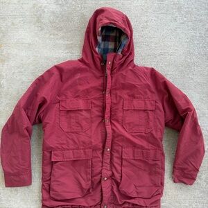 Vtg L.L. Bean Baxter State Parka Mens Large? Maroon Nylon Wool Lined Hooded USA